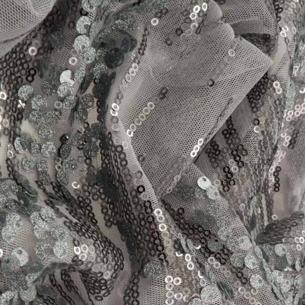 Stretch Sequin Embroidery Polyester Fabric Roll by the Yard - Sparkly Look Stretch Mesh Textile for Sewing, Soft Furnishings Projects