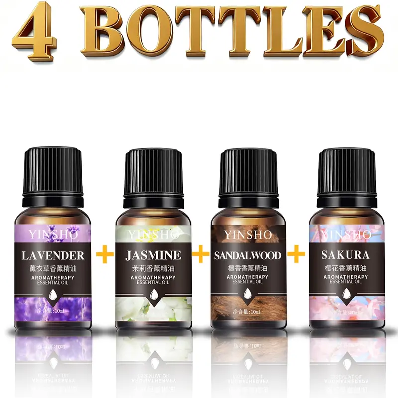 4pcs 10ML Aromatherapy Essential Oils, Humidifier/diffuser/car Fragrance, Relaxing Plant Essential Oils, 4 Pieces Set
