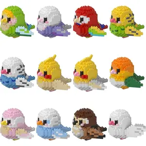 12 Pcs Parrot Micro Building Bricks Set| Educational Animal Toys & Kids Party Favors Gift Box(12box)
