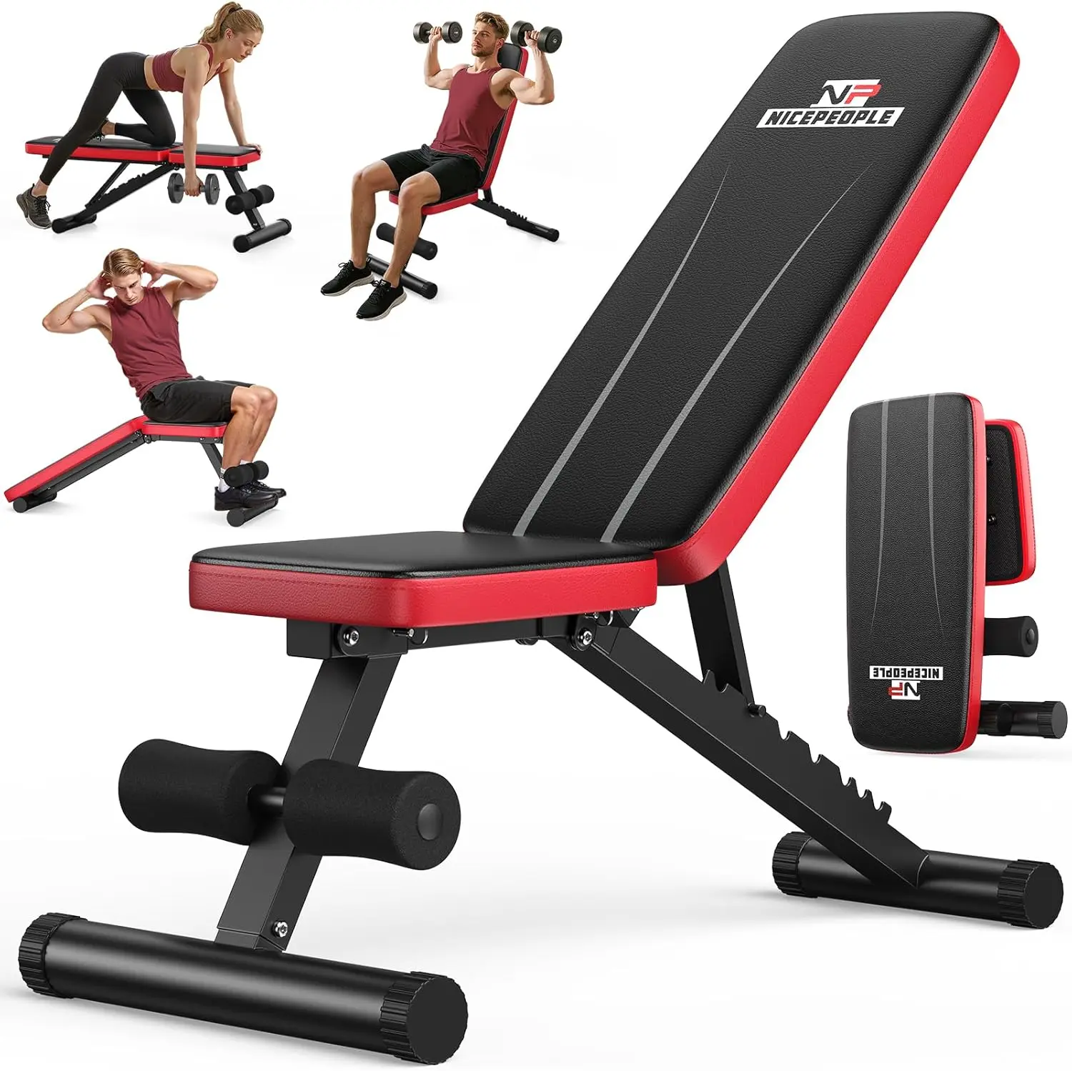 Adjustable Weight Bench for Home Gym Weight Training, 660LBS Capacity, 8 Backrest Positions for Chest/Shoulders/Arms, Compact Foldable Design for Small Spaces