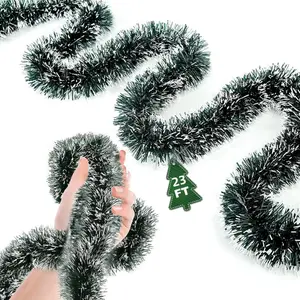 23Ft Christmas Garland - Christmas Tree Tinsel, Christmas Tinsel Decorations for Indoor&Outdoor  Decor, Christmas Metallic Twist Garland Ceiling Hanging Decorations for  Year(Green)