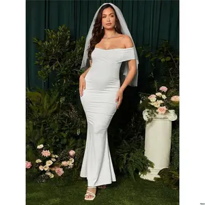 Veil Without Ruched MaterniChic Maternity Off Shoulder Mermaid Hem Dress For Party