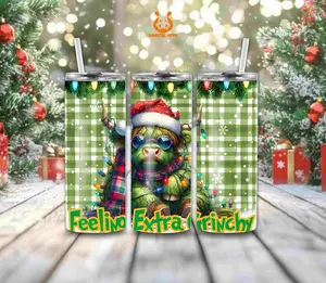 Feeling Grinchy Tumbler - BPA Free Holiday Themed Sublimated Design for Festive Occasions & Holiday Parties