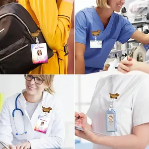 Cute Weimaraner Dog Pattern Stretch Badge, Office School Backpack Keychain, Outdoor ID Tag, Durable Design, Perfect Gift