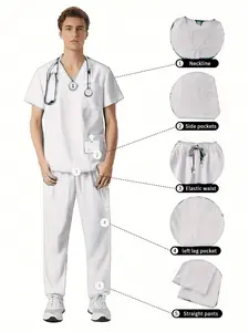2Pcs Set High Quality Nursing Scrubs Uniforms Dentistry Sets Hospital Uniforms Scrubs Suit for Men Pet Grooming Working Clothes Workwear