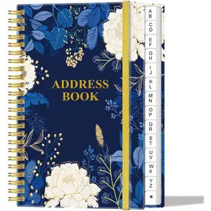 Address Book with Alphabetical Tabs - Telephone & Address Book with Address Contacts, Special Date, Phone, Birthday & Internet Login Password for  and Office, 4.3" x 6.2", Blue Leaf