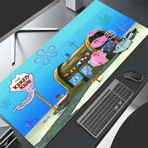 Large Cartoon Spongebob Squarepants Film Poster Mouse Pad HD Durable Locked Edge Non-slip Rubber Washable Pads for PC Office Computer Gamer Extra Long Computer Accessory for Gamer Stylish Study Workstation Decoration Mats Playmat XXL Keyboard Desktop Mat