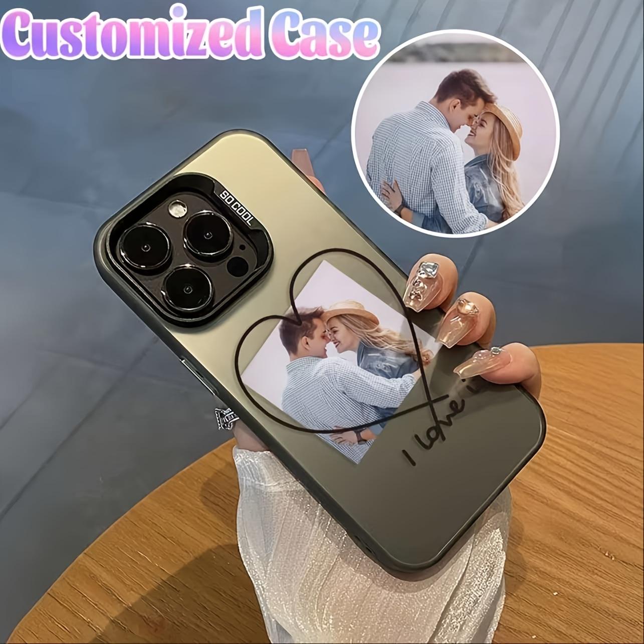 Valentine's Day Exclusive Custom DIY Sexy Sweetheart Photo Transparent Soft Phone Case/Cover, Couple/Family/Baby/Pet Portrait Design for Weddings, Compatible with iPhone 11/12/13/14/15/16/17Pro Max, Vibrant Case - Black