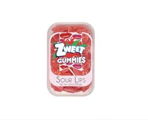Zweet Sour Gummy Candy Lips 10 Ounce – Valentines Day Candy, Valentine Candy, Red Candy, Sour Kosher Candy, Halal Candy – Resealable Pack of Sour Gummy Candy