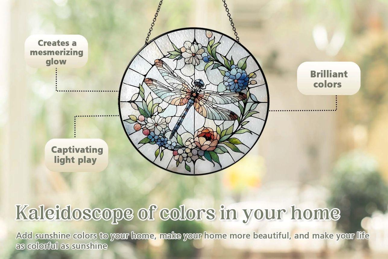 Wildflowers Stained Glass Suncatcher: Hanging Window Decor, Colorful Indoor Suncatcher, Unique Gift for Women