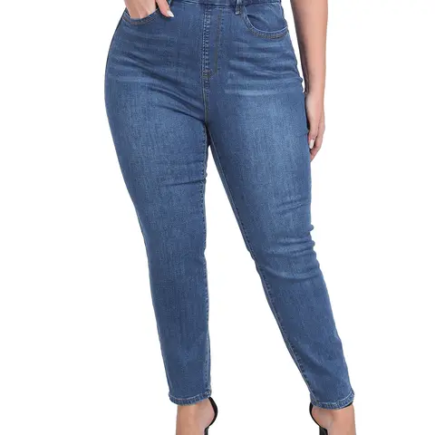 HDE Women’s Plus Size High-Waisted Pull-On Skinny Jeans for Women - Breathable, Comfortable Casual Wear Bottoms with 2 Front Pockets, Perfect Fit, 1X-4X