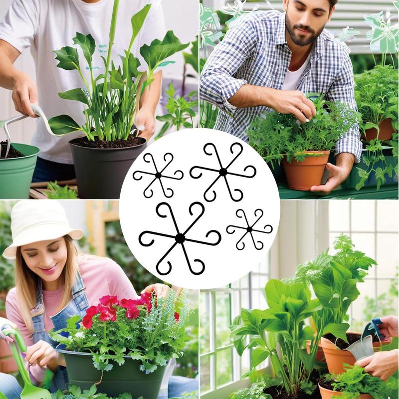 4 Pcs Plant Stem Support Reusable Plant Growth Accessories Different Sizes Climbing Plant Stakes for Indoor Plants to Decorative Black
