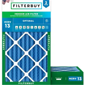 Filterbuy 10x20x4 Air Filter (2-Pack), Pleated MERV 13 Optimal Defense HVAC AC Furnace Air Filters (Actual Size: 9.50 x 19.50 x 3.75 Inches)