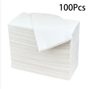 100-Pack White Disposable Guest Napkins, Thick Cloth-Like Airlaid Paper Towels, 30x40cm Unfolded, Soft Absorbent Food Grade Dinner Napkins for Restaurants, Weddings, Parties, Bathroom, Hand Drying, Table Setting and Everyday Home Use
