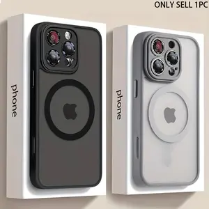 Magnetic transparent skin sensitive shock-absorbing lens protective cover shock-absorbing phone case suitable for iPhone 17 17Air 16 15 14 13 12 11Pro Max Plus compatible with MagSafe wireless charging frosted software edge phone accessory protective case