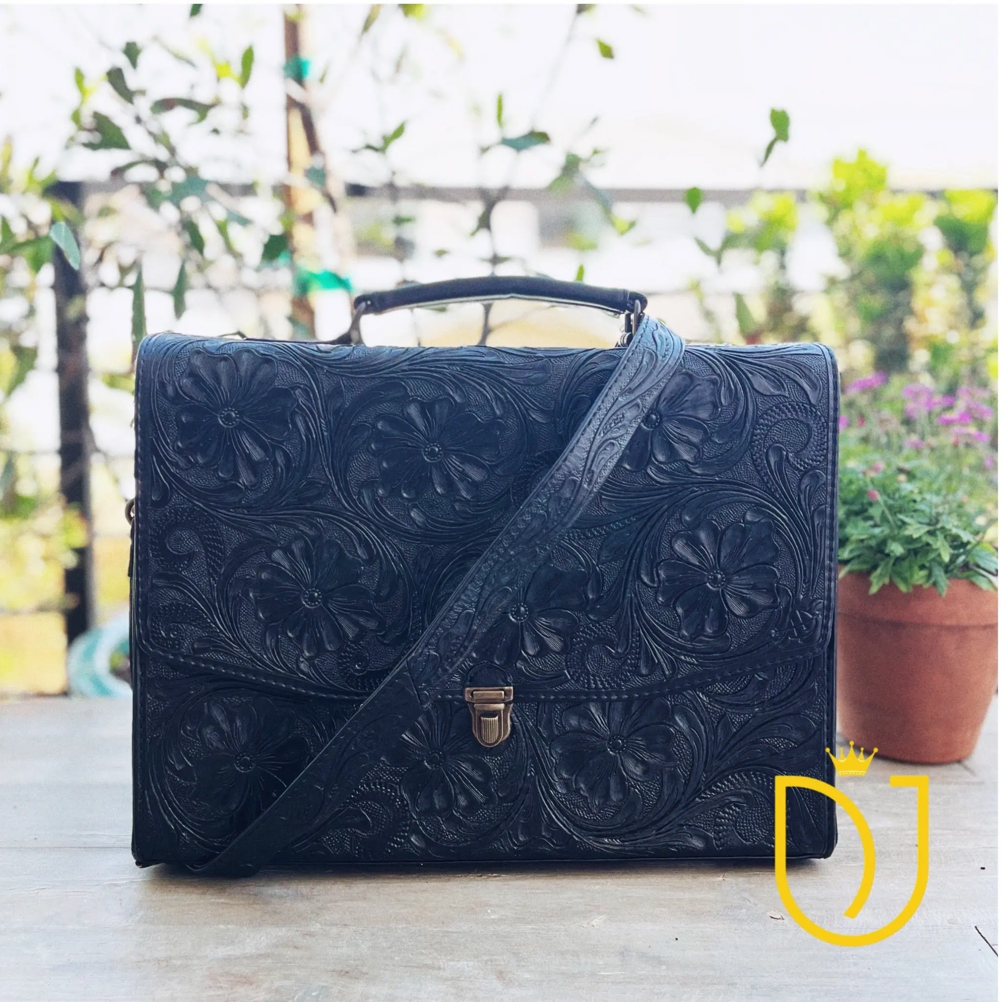 Broome Hand Tooled Leather Briefcase