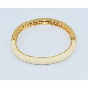 ST. JOHN Designer Ivory Enamel Bangle Bracelet