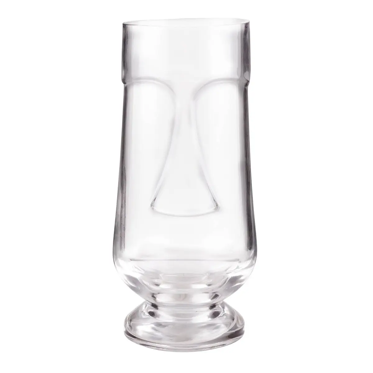 BarConic® 20 oz Thick Tropical Tiki Face Glass Tumbler - Thick Glasses with Sleek, Modern and Trendy Pedestal, Adult Kitchenware Drinkware Must Haves, 20 Oz Tumbler