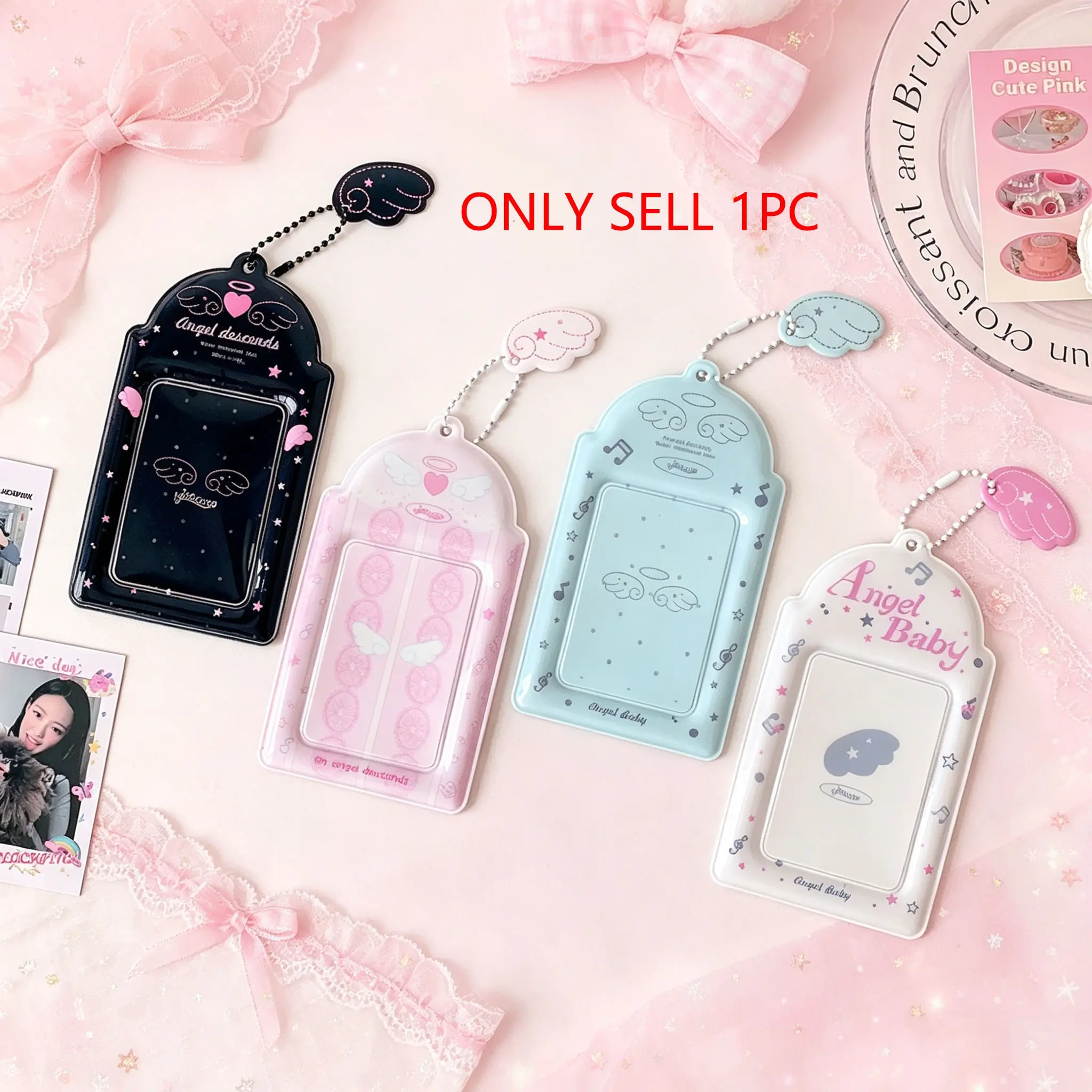 Student Three-Inch Idol Pendant Badge Holder with Lanyard, Cute Little Wings Keychain Lanyard, Girl's Bus Pass Case, Adorable Accessory for Students, Cute Lanyards For Id Badges