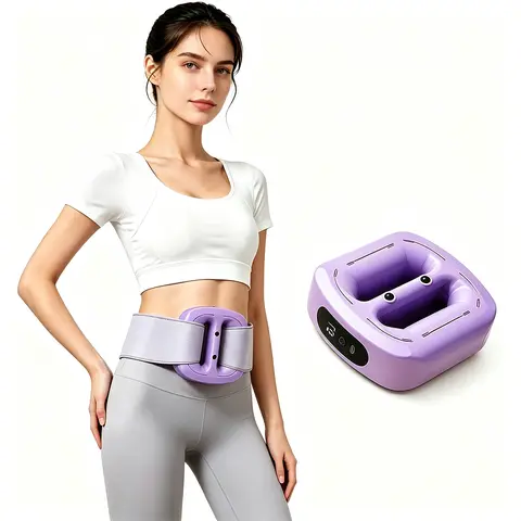 Wearable Handheld Massage Ring, Portable Cordless Muscle Massager with Strap, 6 Vibration Levels & 3 Modes Rechargeable Body Relax Device for Abdomen, Waist, Back, Shoulder, Leg