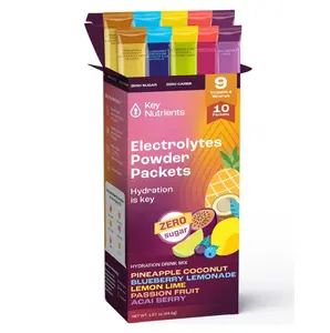 KEY NUTRIENTS Hydration Packets - 5 Delicious Flavors in Electrolytes Powder Packets No Sugar 10 Pack - No Calories, Gluten Free Electrolytes Powder Packets, Non GMO, Made in USA