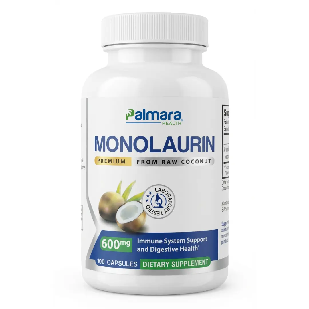 Monolaurin 600mg – Original Coconut-Based Formula for Immune and Digestive Health, 100 Capsules | Palmara Health