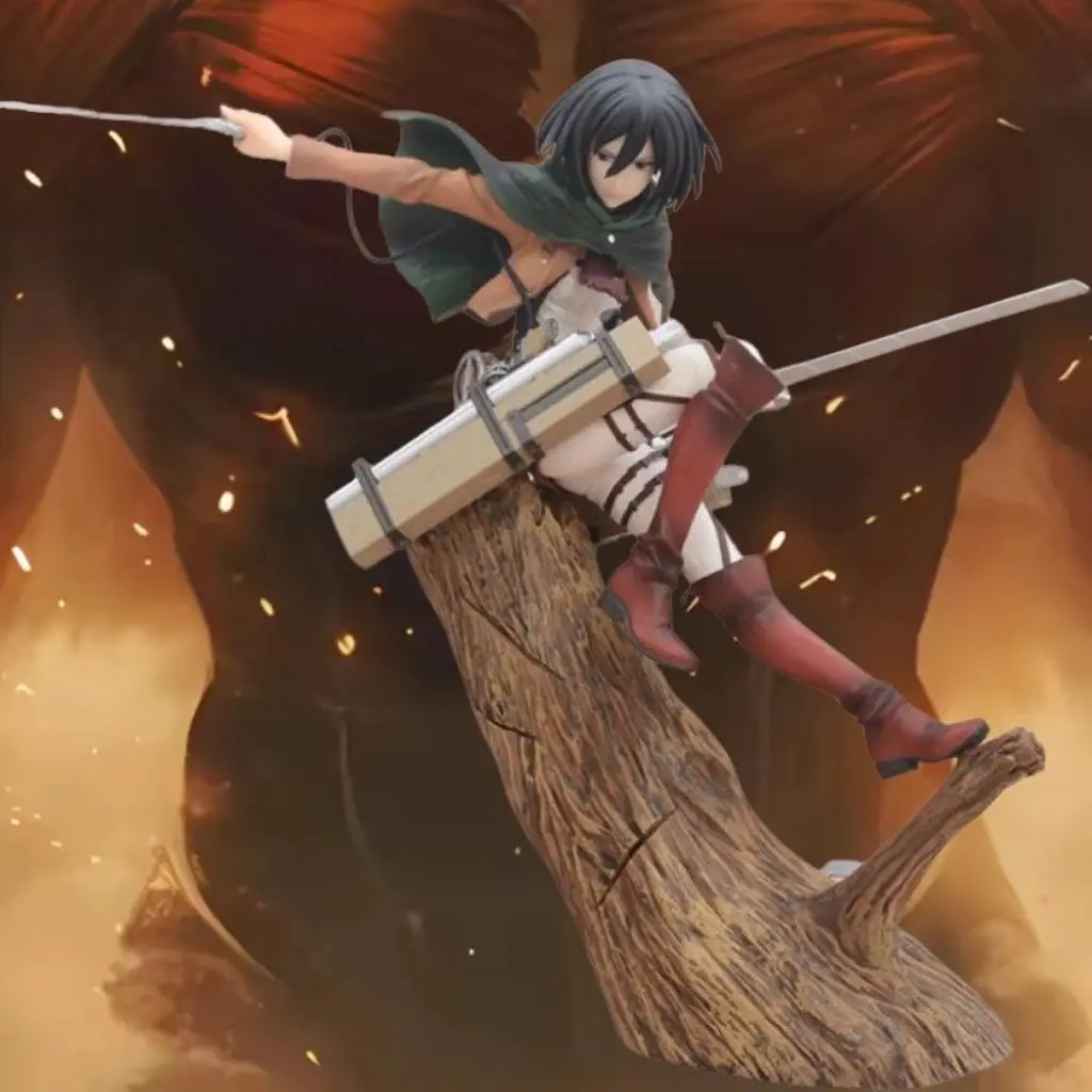 29cm 11.4 inch Anime Mikasa Ackerman Figures Pvc Statue Desktop Ornamen Collection Statue Model Decoration Room Desk Toys Childr