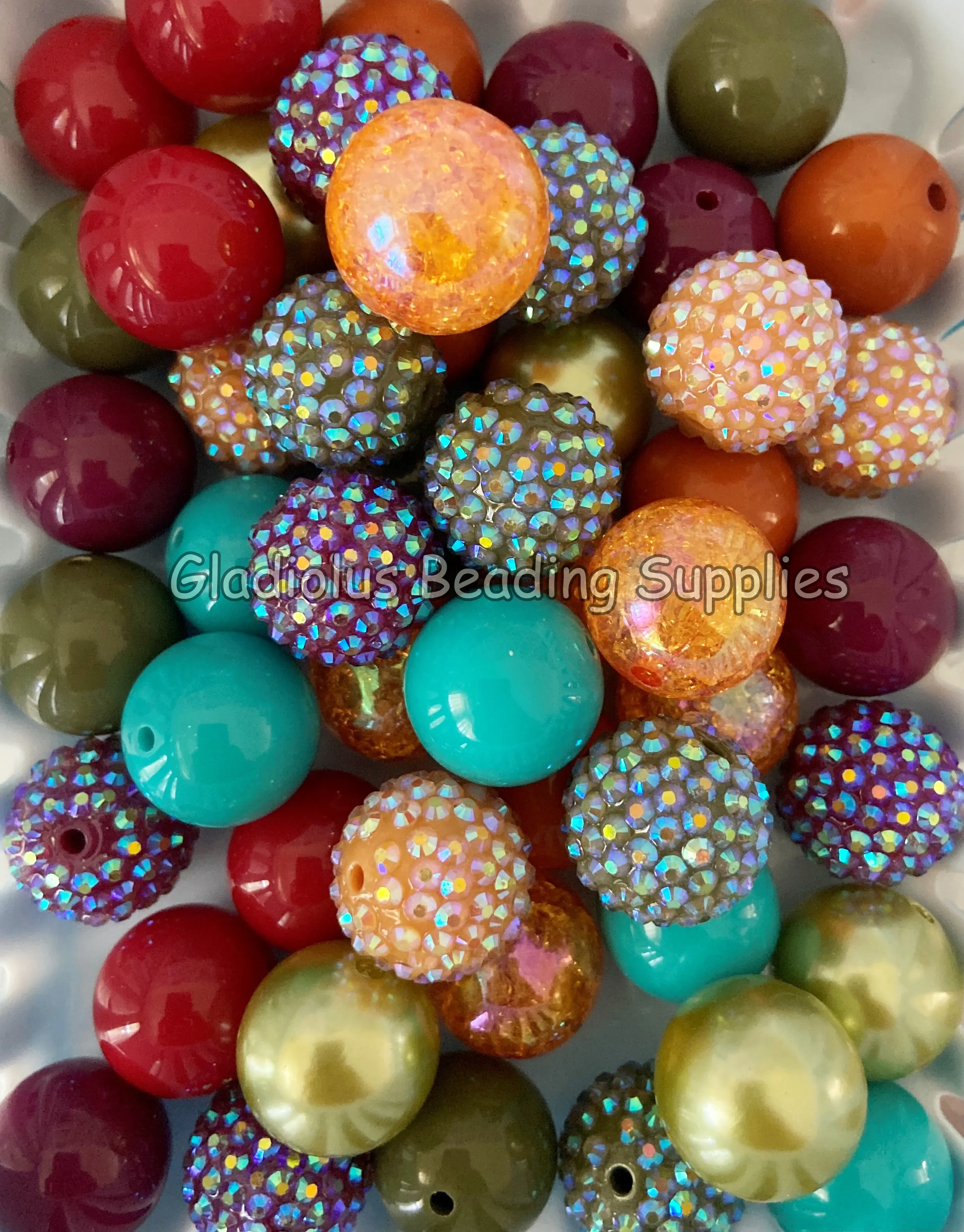 50 Qty 20mm Beads, Fall Set Beads Craft, Autumn Theme, Thankful Beads, Thanksgiving assortments, Acrylic, Chunky Bubblegum, Round, Gumball, Beading Supplies