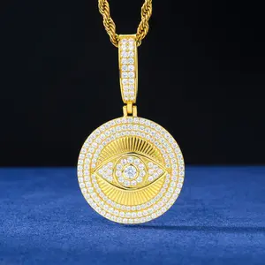 UCCIYO Eyes Pendant Moissanite Pendant Necklace Cuban Rope Chain