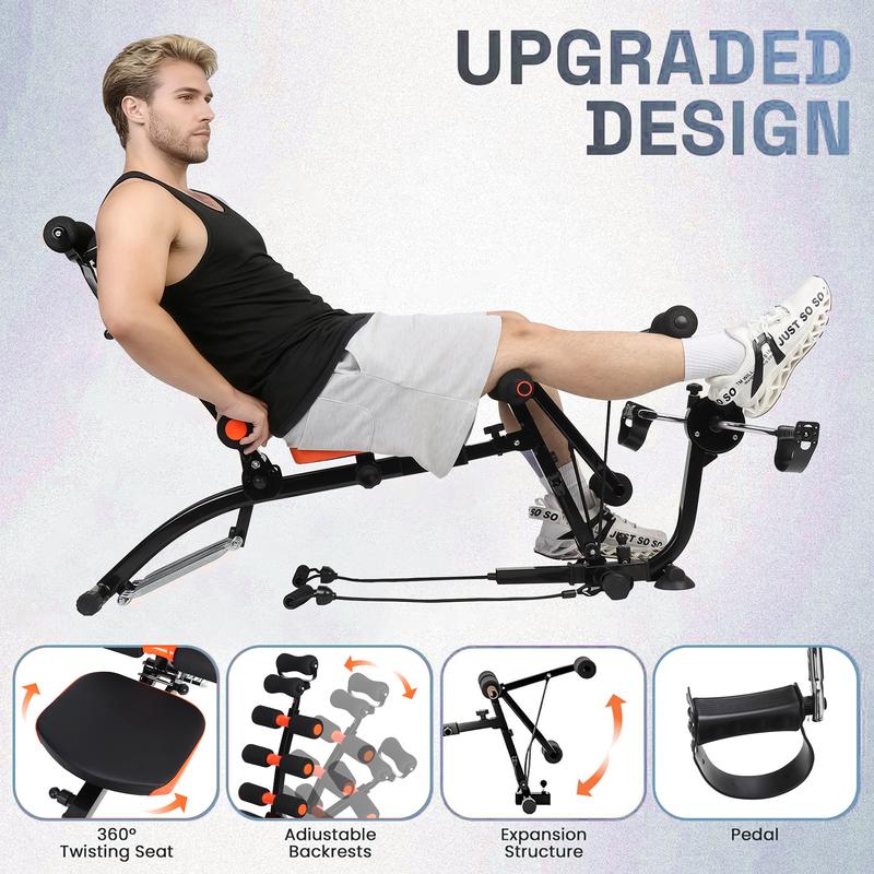 7-in-1 Adjustable Ab Workout Bench for Home Gym – Multi-Functional Sit Up Bench & Ab Crunch Trainer with Leg Extension, Pedals & 360° Rotation Seat – Core, Abs, Arms, Legs & Glutes Training Equipment