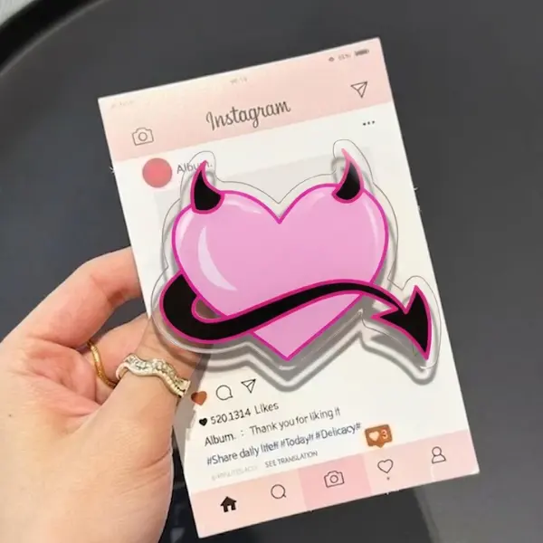 Demon Heart with MagSafe Phone Grip, Horror Aesthetic Magnetic Phone Holder, Kawaii Scary Fan Gift , Kindle Accessories sticky Baby mount Library Card Flower-Shaped Multi-Functional Stand Universal Car Double-Sided Octo Adjustable Portable