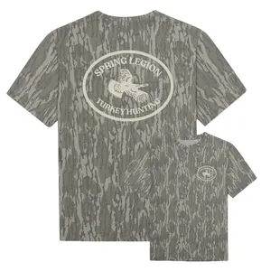 Spring Legion Turkey Hunting Tee, Mossy Oak Bottomland Camo, Men's Hunting Shirt, Turkey Graphic Camo T-Shirt, Spring Legion Apparel