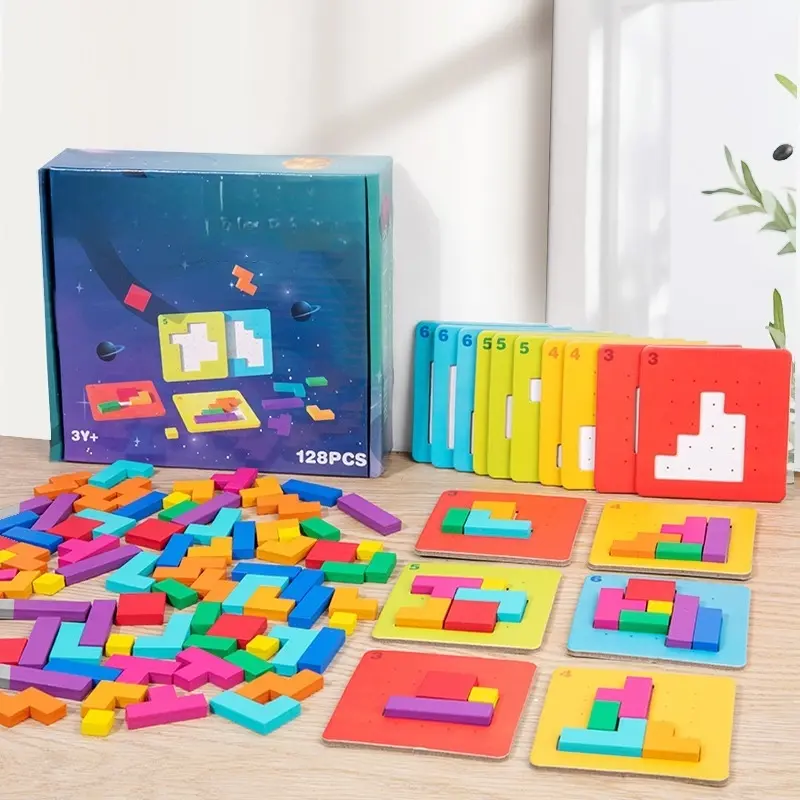 Wooden Interactive Battle Game Puzzle, 128 Pieces, Montessori Puzzles Gift, Brain Training Toy for Kids & Parents, Creative Puzzle, Ideal Gift for Christmas, Easter, Halloween