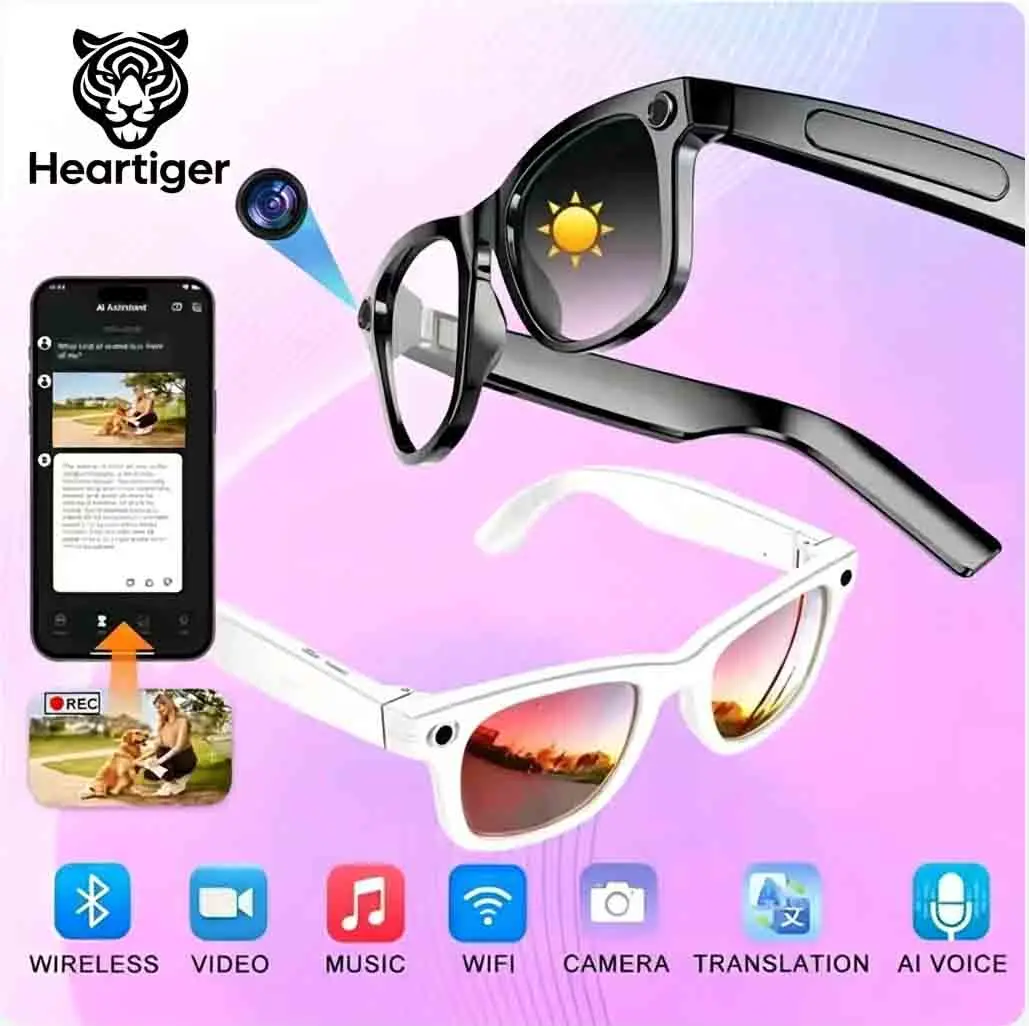 QRD Smart Camera Glasses with 8MP Photochromic Lenses, Button Touch Adjustment for Travel Outdoor Adventures, Hands-Free Photography, 160+ Languages Real-Time Translation, Bluetooth Wireless Wearable Video Recording, UV Protection. TikTokShopBackToSchool