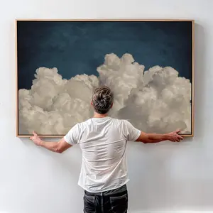 [Sale up to 30%]  Above Bed Cloud poster Wall Art, Extra Large Bedroom Decor, Statement Night Sky Art, Moody Wall Decor Over the Bed