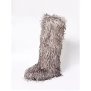 Luxury Faux Fur Knee-High Boots, Stylish Winter Footwear for Fashion-Forward Women, Perfect for Cold Weather Comfort