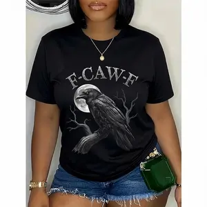 100% Cotton Black Crow, F-Caw-F Funny Black Bird moon  Adult Humor T-Shirt Womenswear Clothes