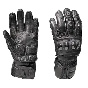 MMCC Men's Vader Racing Style Leather Gauntlet Motorcycle Gloves - iTouch Touchscreen - Gel Palm