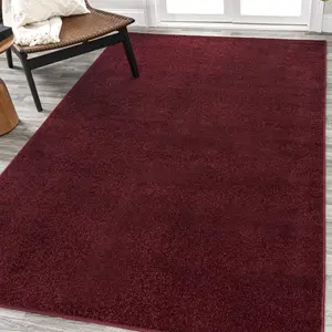 JONATHAN Y Haze Solid Low-Pile Indoor Dark Red Area Rug; for Living Room, Kitchen, Bedroom, Dining Room, Office