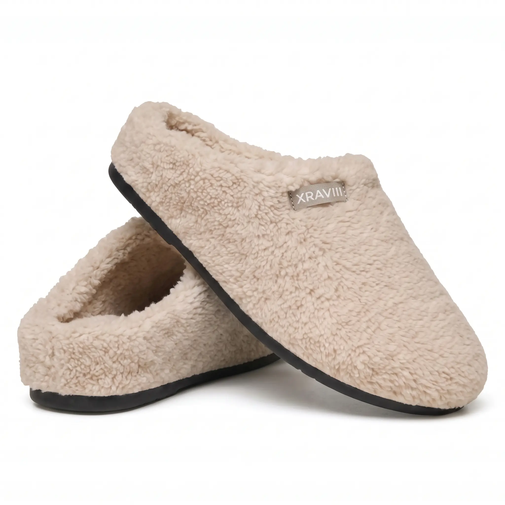XRAVII Ultra-Cozy Plush Mule Slippers - Soft Fluffy Backless House Shoes Warm Sherpa Lined Clogs for Autumn & Winter