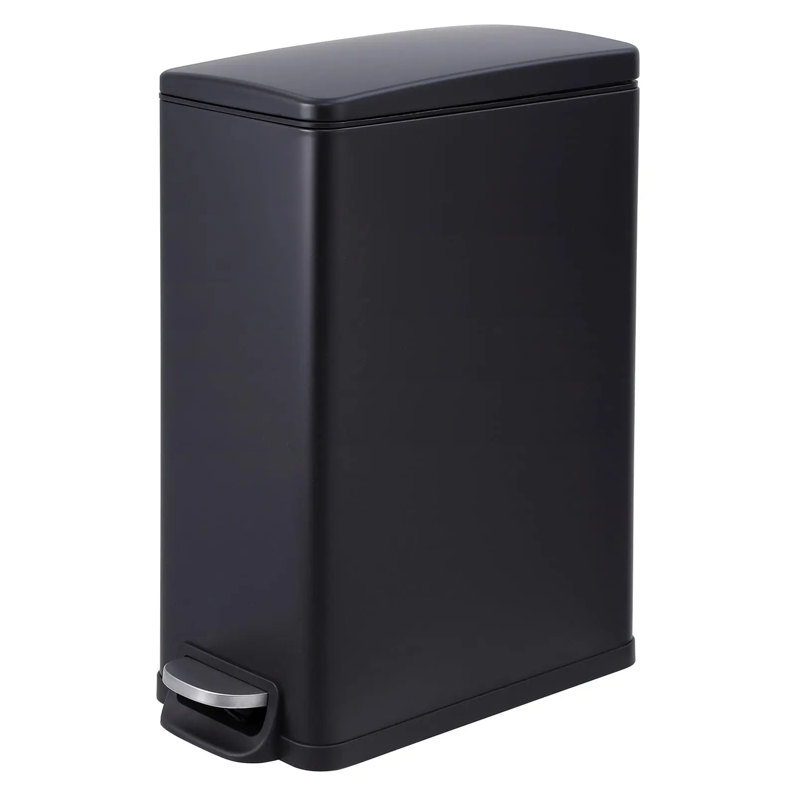 Garvee Slim 12 Gal (45 L) Stainless Steel Kitchen Garbage Can with Lid, Inner Bucket, Step-On Foot Pedal, Narrow Black Metal Trash Bin for Efficient Waste Management