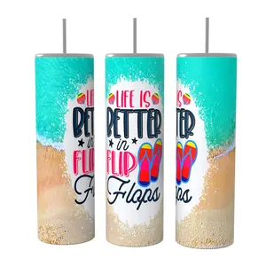 Life Is Better In Flops 20oz skinny Tumbler Drinkware Insulated Lid Coffee Portable