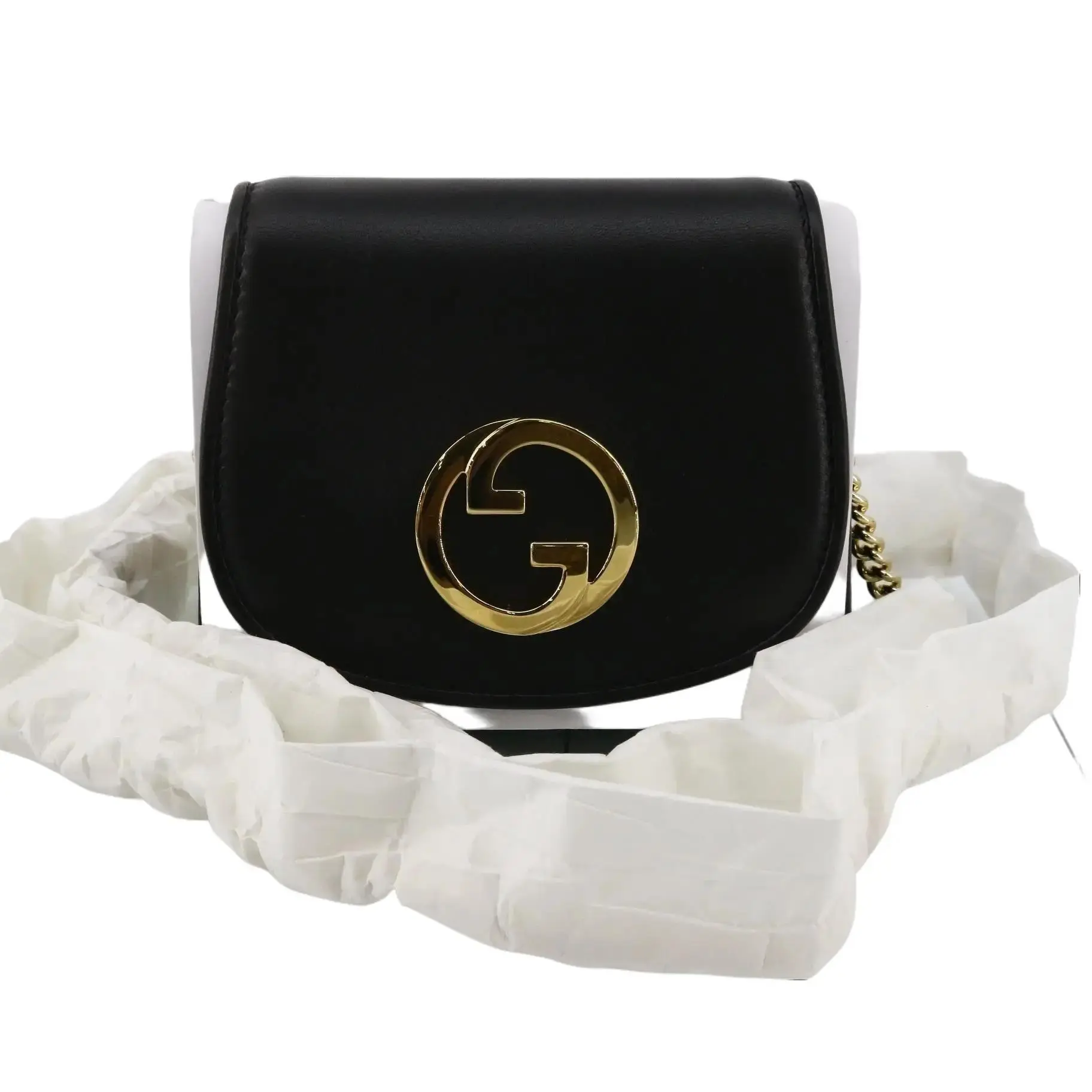 Pre-owned GUCCI leather Small Leather Goods Guccie Blondie Wallet on chain