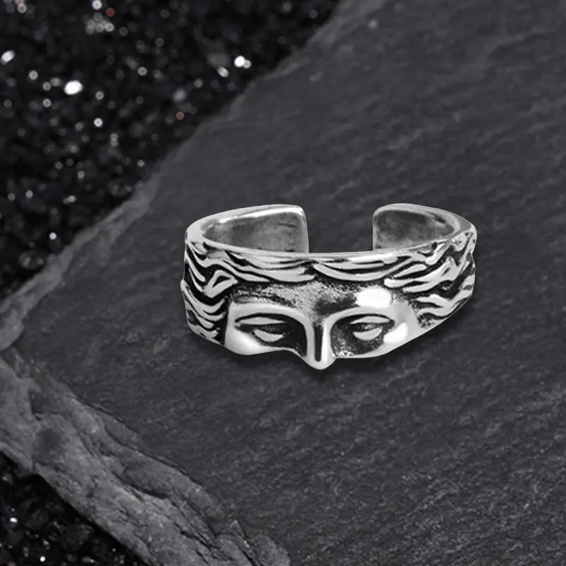 GTHIC Vintage Half Face Venus Copper Open Ring Fashion Jewelry for Daily Wear Birthday Gifts