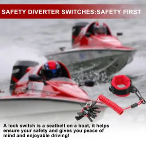 Boat Safety Lanyard Universal Boat Safety Switch Keys and Thick Wristband, Fits Personal Boats and Outboard Motors, Durable Material Adjustable Size