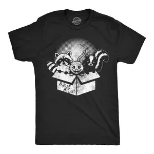 Mens Funny T Shirts Adopt A Cat Sarcastic Feral Animal Graphic Novelty Tee For Men Mens Funny T Shirts Cool Vintage Fashion T-Shirt Gift Classic Menswear Cat Apparel for Men Funny Animal Short Sleeve Novelty Black -