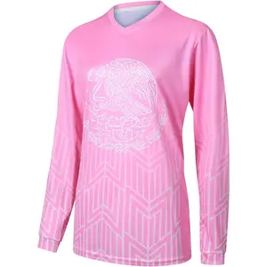 Women Mountain Bike Shirts Long Sleeve Mexico MTB Off-Road Motocross Jersey Quick Dry&Moisture-Wicking Bike Wear Long Sleeve sportswear team jersey Breathable Athletic Top Athletic Techwear Workout Tops