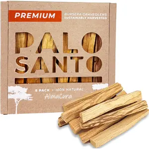 Palo Santo Premium Sticks (8) Smudging Incense Certified Pure Ethically and Sustainably Harvested from Fallen Trees in Peru (NOT Ecuador).Protection, Meditation, Healing, Spiritual Cleansing