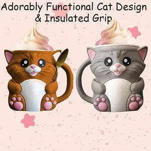 Cute Cat Ice Pop Holder with Anti-Freeze Handle and Secret Snack Drawer, Reusable Plastic Ice Pop Cooler, Party Picnic Gift
