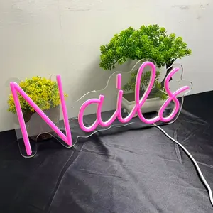 Nails Neon Light Display - Decor for Nail Salons, Wall Art for Beauty Studios, Sign for Barber Shops, Gift for Boss Ladies, Stylish Night Light for Bedrooms, Powered by 5V USB